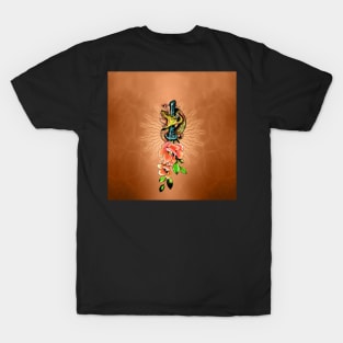 Awesome snake with flowers T-Shirt